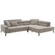 ECKSOFA in Feincord Sandfarben  - Sandfarben/Schwarz, KONVENTIONELL, Textil/Metall (311/219cm) - Hom`in