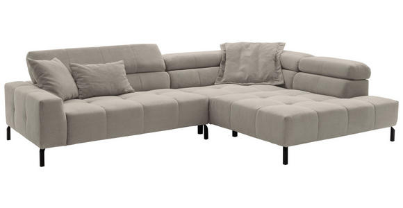 ECKSOFA in Feincord Sandfarben  - Sandfarben/Schwarz, KONVENTIONELL, Textil/Metall (311/219cm) - Hom`in