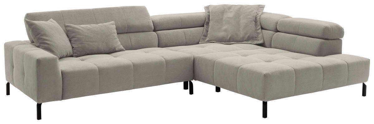 ECKSOFA in Feincord Sandfarben  - Sandfarben/Schwarz, Konventionell, Textil/Metall (311/219cm) - Hom`in