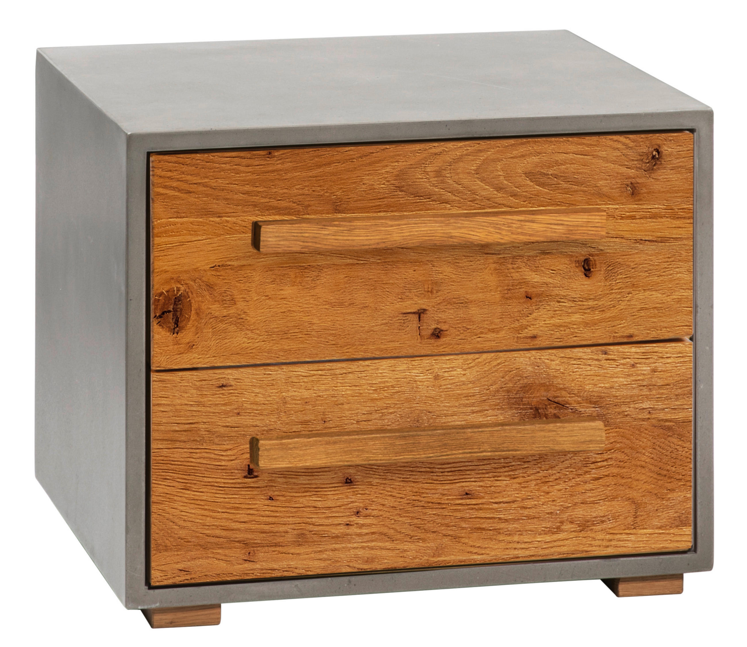 NACHTSCHRANK Wildeiche massiv Grau, Eichefarben - Eichefarben/Dunkelgrau, KONVENTIONELL, Holz/Holzwerkstoff (50/49/43cm) - Hasena