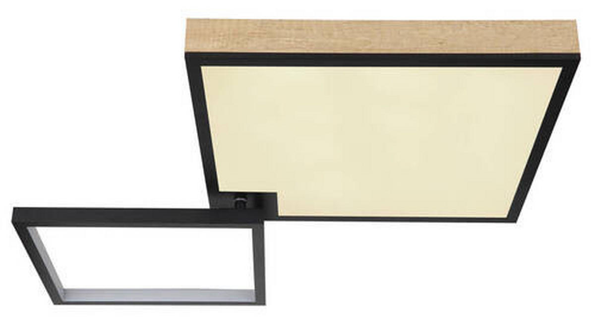 LED-TAKLAMPA 40 W 85,5/55/10 cm  - opal/svart, Design, metall/trämaterial (85,5/55/10cm) - Globo