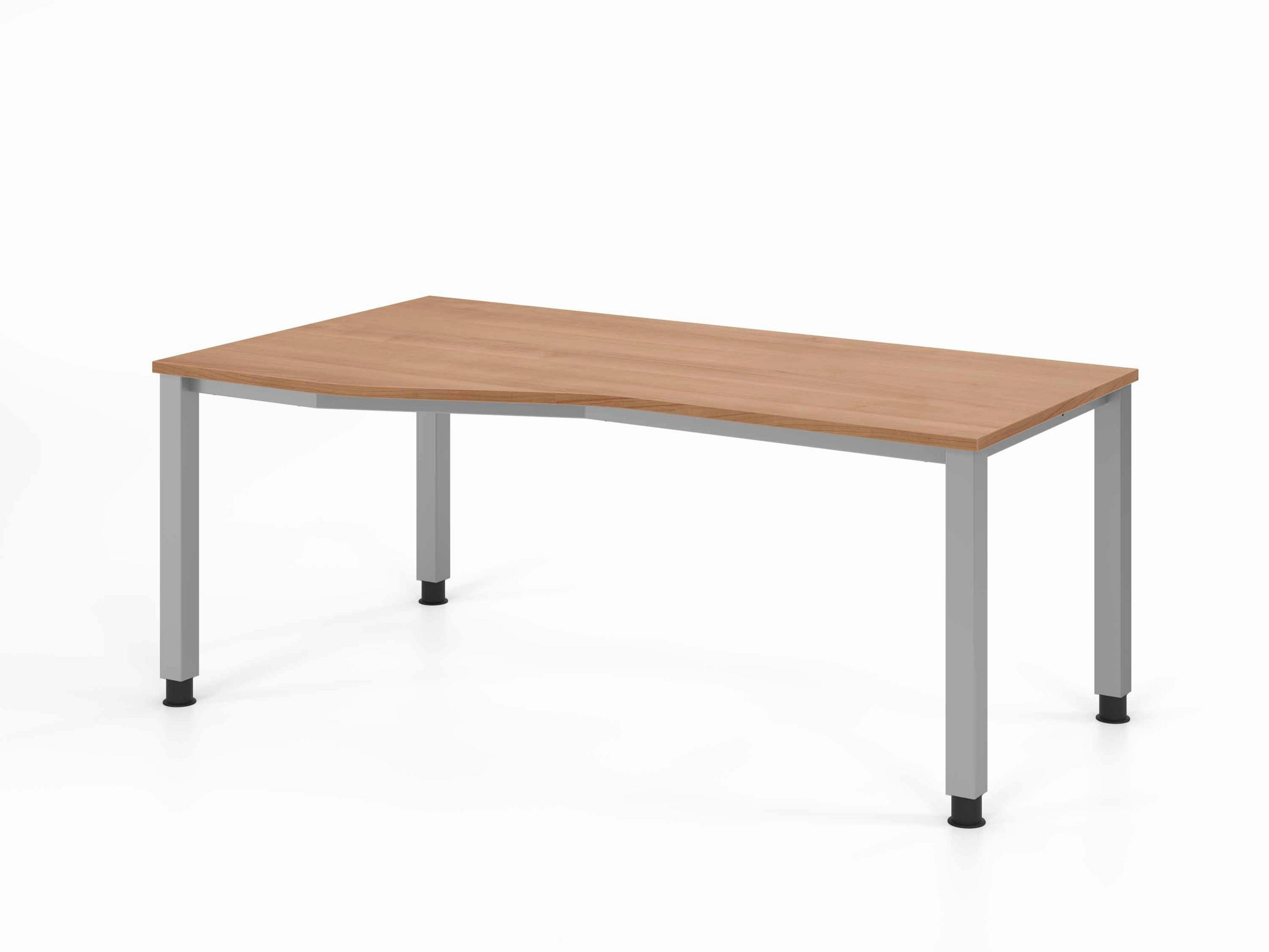 SCHREIBTISCH 180/100-80/68,5-81 cm Silberfarben, Nussbaumfarben mechanisch höhenverstellbar  - Silberfarben/Nussbaumfarben, Basics, Holzwerkstoff/Metall (180/100-80/68,5-81cm) - Venda