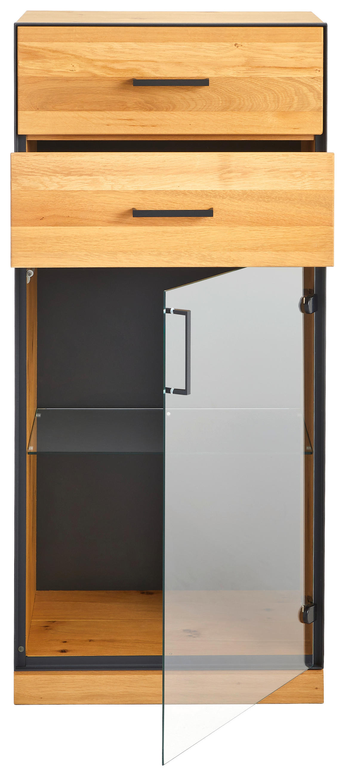 KOMMODE in 55/122/40 cm - Eichefarben/Anthrazit, Natur, Glas/Holz (55/122/40cm) - Linea Natura