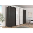 SCHWEBETÜRENSCHRANK 316/235/68 cm 4-türig Graphitfarben, Weiß  - Chromfarben/Graphitfarben, KONVENTIONELL, Glas/Holzwerkstoff (316/235/68cm) - Novel