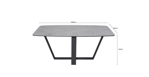 COUCHTISCH ESG 100/60/42 cm rechteckig Grau, Schwarz - Schwarz/Grau, Design, Glas/Keramik (100/60/42cm) - Novel