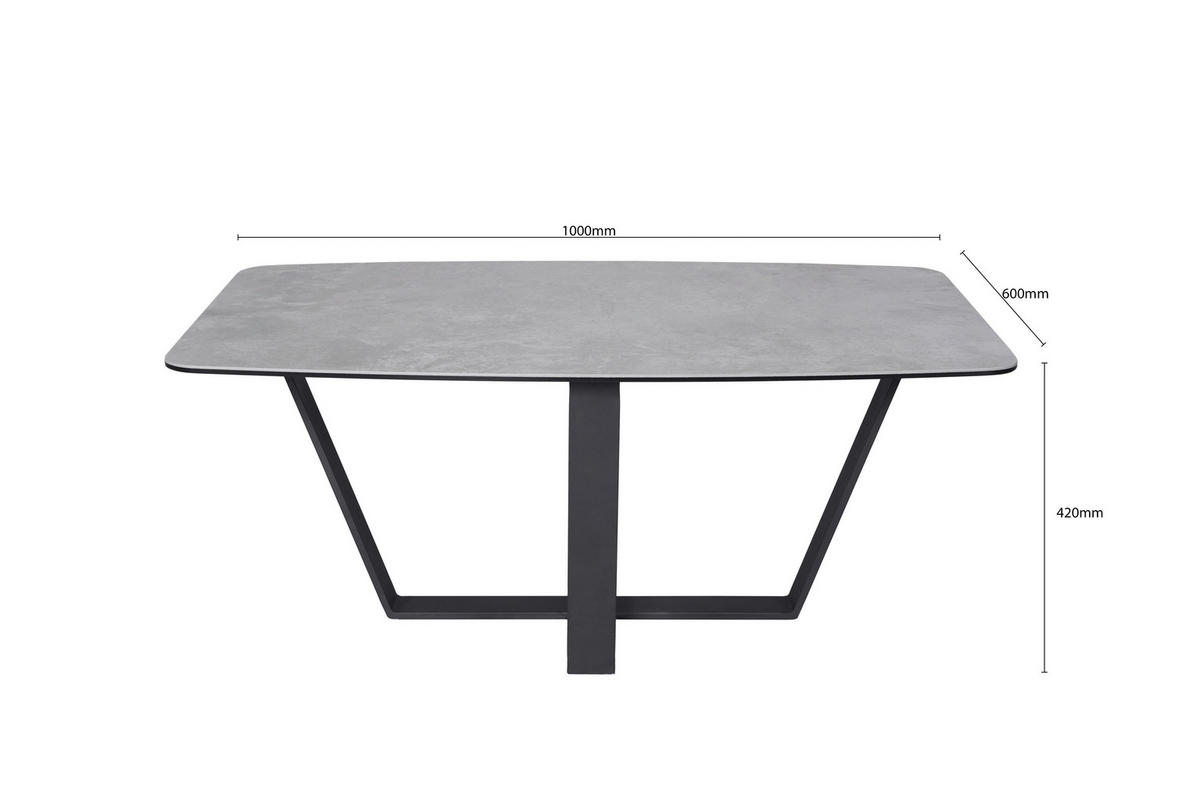 KONFERENČNÝ STOLÍK, sivá, čierna, kov, sklo, keramika, 100/60/42 cm - čierna/sivá, Design, kov/sklo (100/60/42cm) - Novel