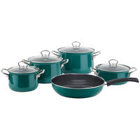 KOCHTOPFSET Teal 5-teilig  - Klar/Petrol, Basics, Glas/Metall (50/30/40cm) - Riess