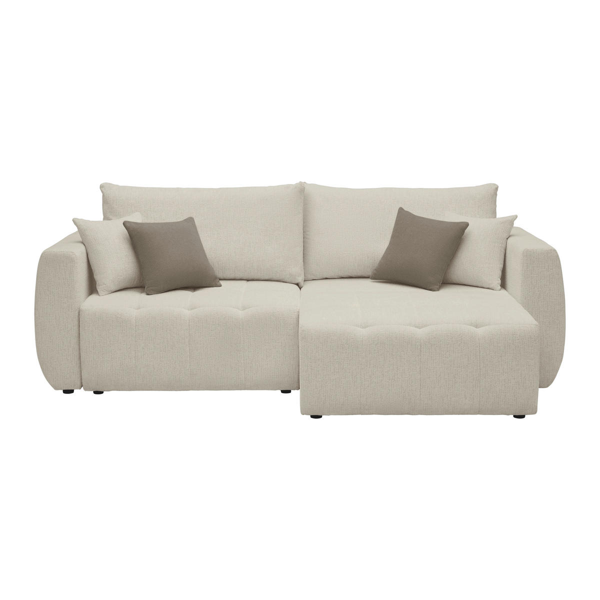 SCHLAFSOFA in Chenille, Jacquard Cappuccino  - Taupe/Schwarz, Kunststoff/Textil (245/74-90/104cm) - MID.YOU