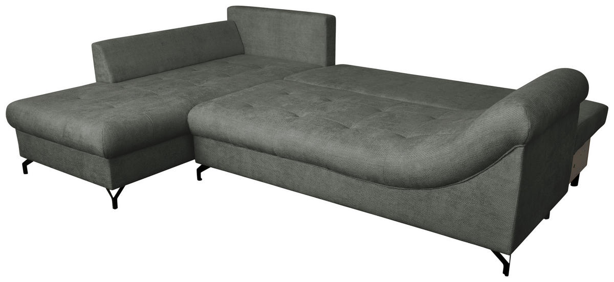 ECKSOFA Anthrazit Struktur  - Anthrazit/Schwarz, KONVENTIONELL, Textil/Metall (194/274cm) - Carryhome