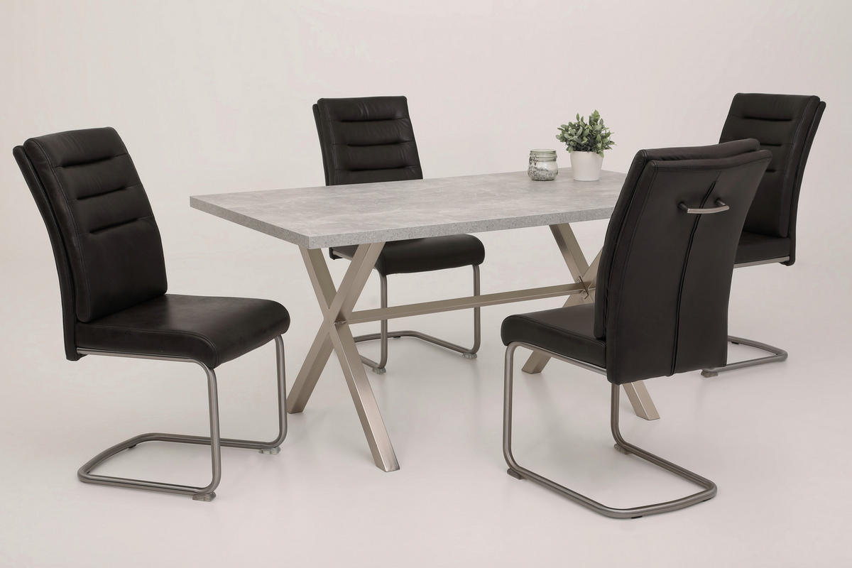 SCHWINGSTUHL-SET 2 Stück mit Griff Mikrofaser  - Edelstahlfarben/Anthrazit, MODERN, Textil/Metall (45/102/65cm) - MID.YOU