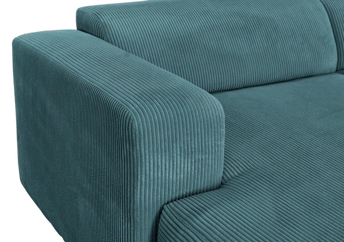 ECKSOFA BASMA in Cord Petrol  175/298 cm  - Petrol/Schwarz, Design, Kunststoff/Textil (175/298cm) - P & B