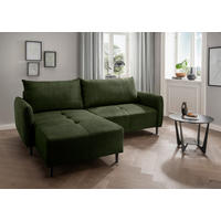 ECKSOFA in Cord Dunkelgrün  - Dunkelgrün/Schwarz, Basics, Holz/Textil (238/174cm) - Livetastic