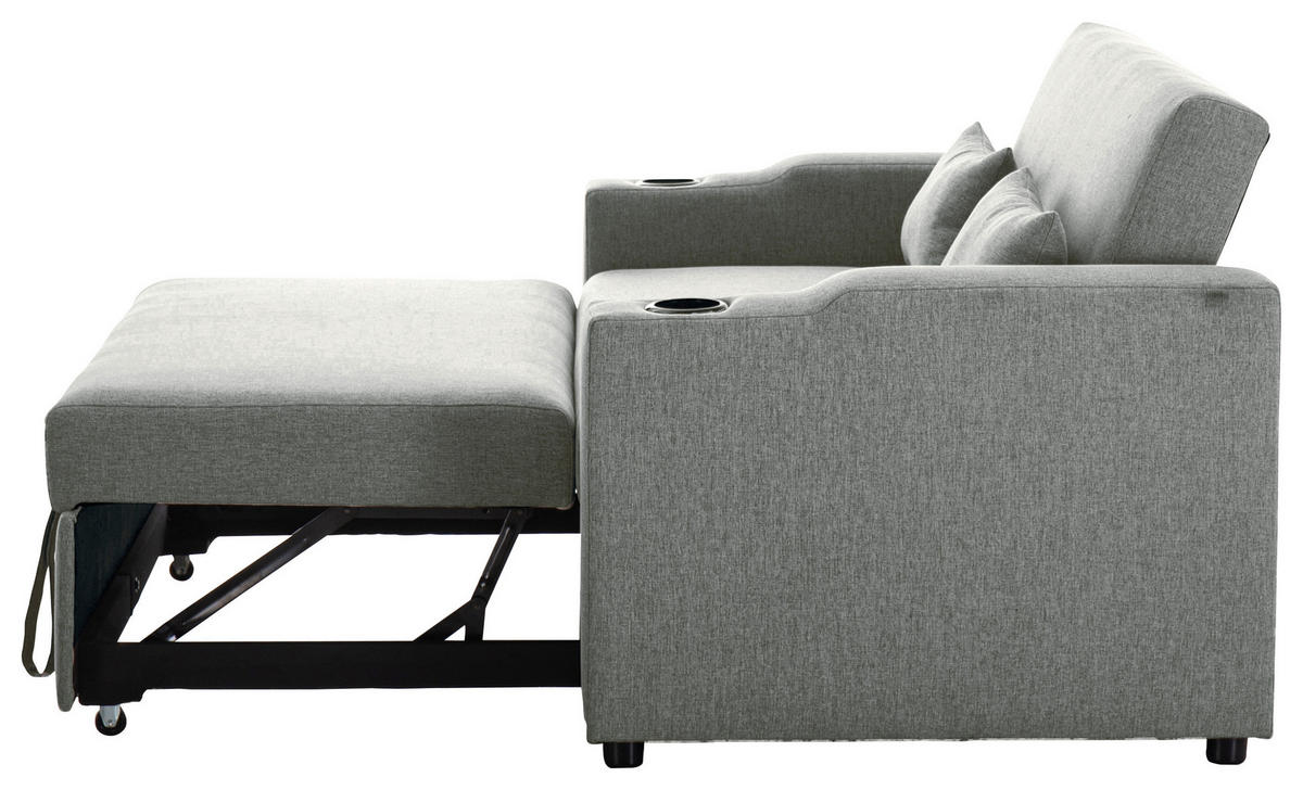 SCHLAFSOFA in Leinenoptik Dunkelgrau  - Dunkelgrau/Schwarz, Basics, Kunststoff/Textil (150/91/85cm) - P & B