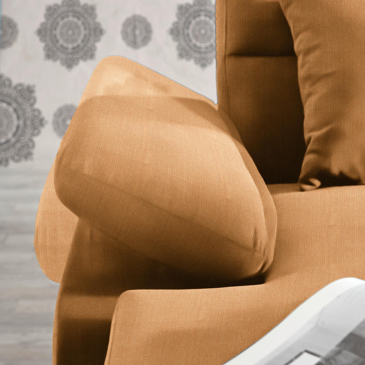 WOHNLANDSCHAFT in Webstoff Currygelb  - Currygelb/Dunkelbraun, Konventionell, Kunststoff/Textil (166/319/183cm) - Cantus