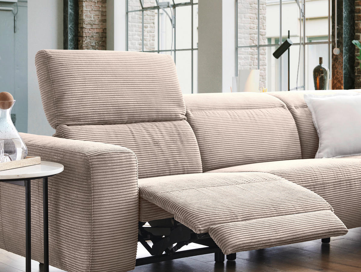 ECKSOFA in Cord Taupe  - Taupe/Schwarz, Design, Textil (290/223cm) - Pure Home Lifestyle