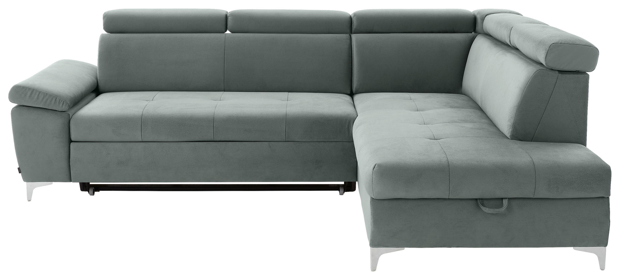 ECKSOFA Mintgrün Mikrofaser  - Chromfarben/Mintgrün, KONVENTIONELL, Textil/Metall (271/206cm) - Carryhome