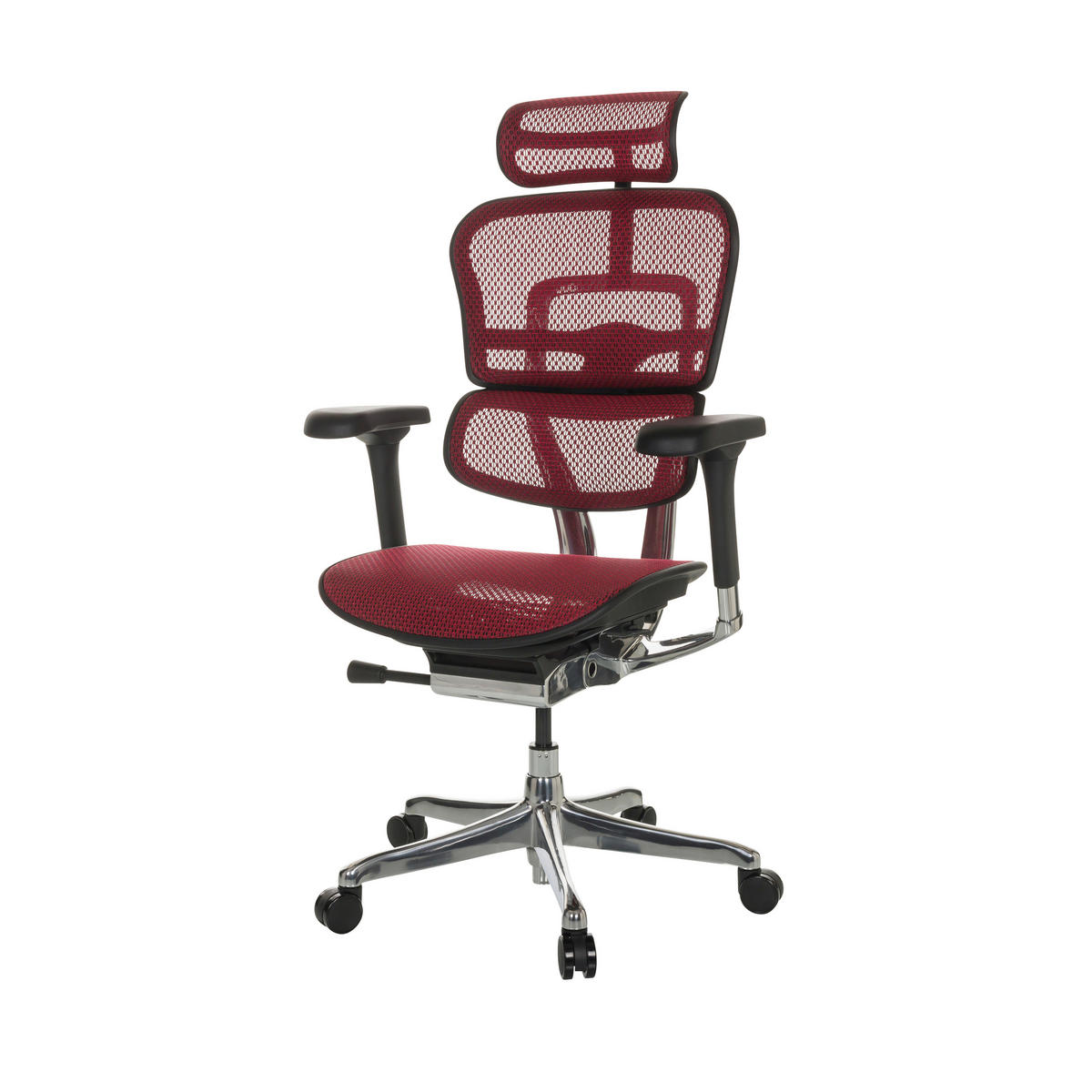 DREHSTUHL Netz Rot  - Rot/Silberfarben, Basics, Kunststoff/Textil (69/119-144/65cm) - MID.YOU