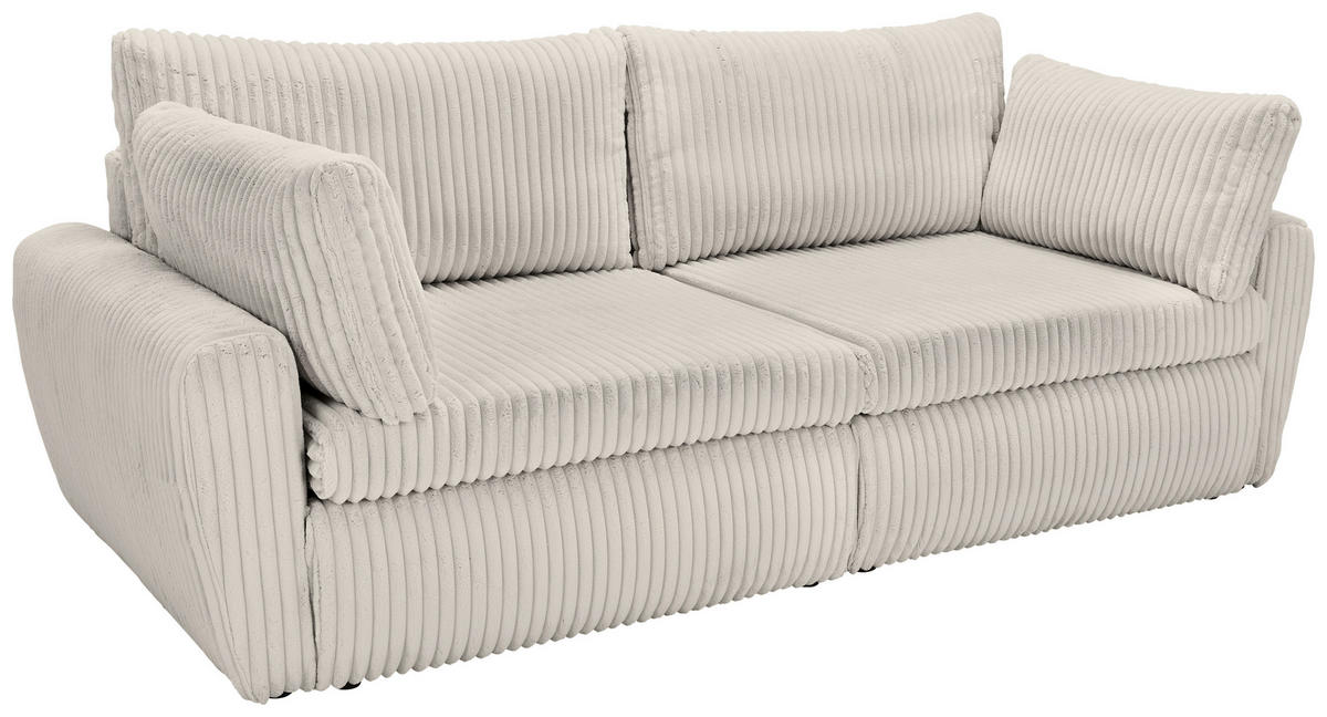 SCHLAFSOFA in Cord, Plüsch Hellgrau  - Hellgrau/Schwarz, Modern, Kunststoff/Textil (240/90/120cm) - Carryhome