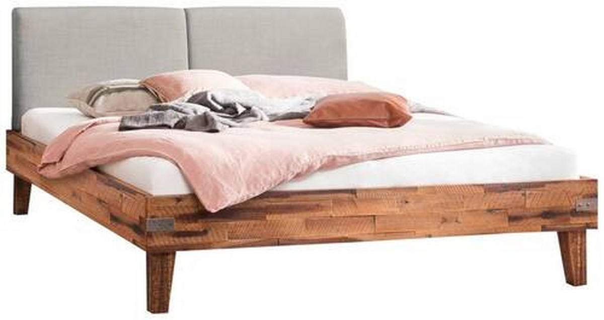 BETT 140/200 cm  in Braun, Akaziefarben, Hellgrau   - Hellgrau/Braun, Modern, Holz/Textil (140/200cm) - Hasena