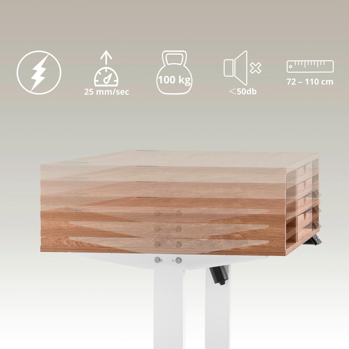 SCHREIBTISCH 120/60/72-110 cm  in Weiß, Eichefarben  - Eichefarben/Weiß, MODERN, Holz/Metall (120/60/72-110cm) - MID.YOU