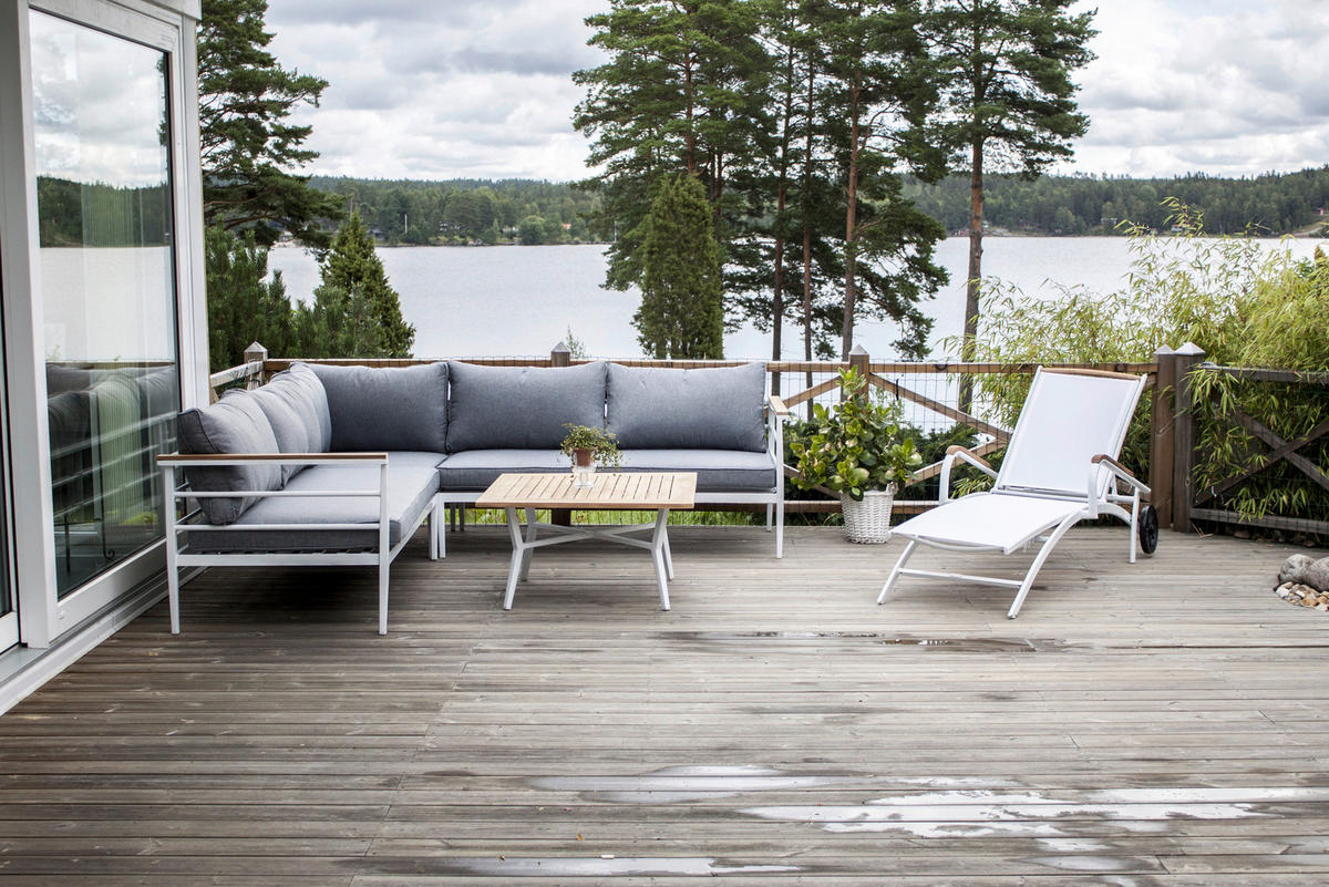 LOUNGEGARNITUR 233/233 cm Teakholz Aluminium  - Weiß, KONVENTIONELL, Holz/Metall (233/233cm) - Gardenson