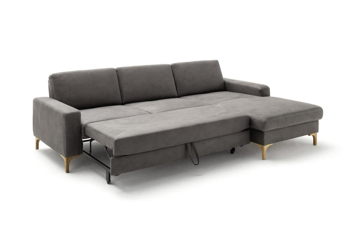 ECKSOFA in Mikrofaser Anthrazit  278/185 cm  - Eichefarben/Anthrazit, Design, Holz/Textil (278/185cm) - Pure Home Lifestyle