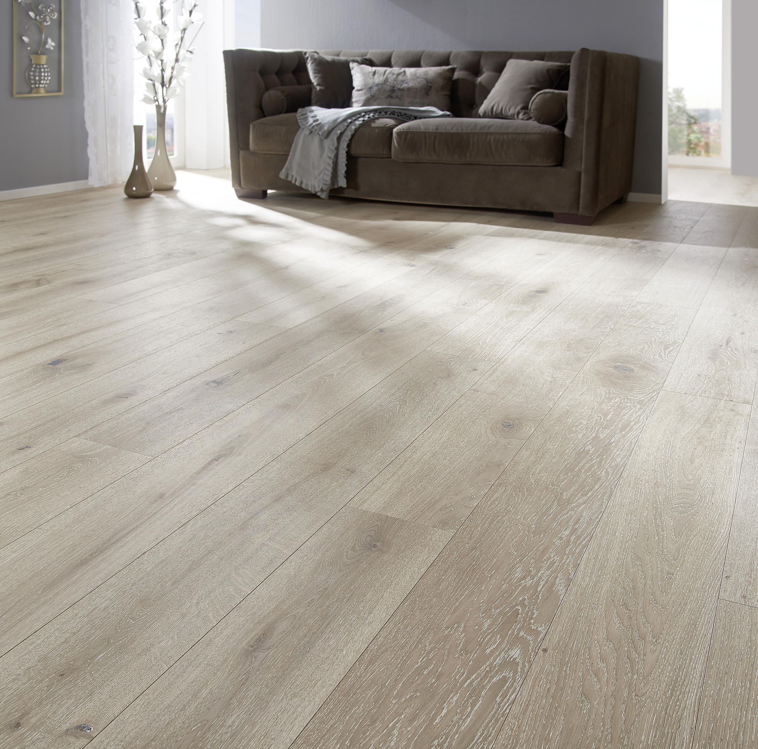 LANDHAUSDIELE Eiche gekälkt  per  m² - Eichefarben/Weiß, LIFESTYLE, Holz (220/18,5/1,3cm) - Ambiente