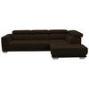 ECKSOFA in Mikrofaser Dunkelbraun  - Chromfarben/Dunkelbraun, Design, Textil/Metall (301/207cm) - Xora