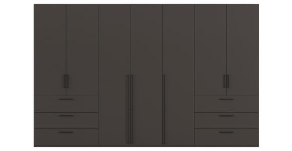 DREHTÜRENSCHRANK 350/223/61 cm,  in Graphitfarben, 7-türig  - Schwarz/Graphitfarben, Basics, Holzwerkstoff/Metall (350/223/61cm) - Novel