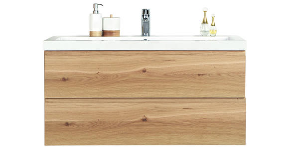 WASCHTISCHKOMBI 106 cm  - Eichefarben/Weiß Hochglanz, MODERN, Holz/Holzwerkstoff (106cm) - Novel