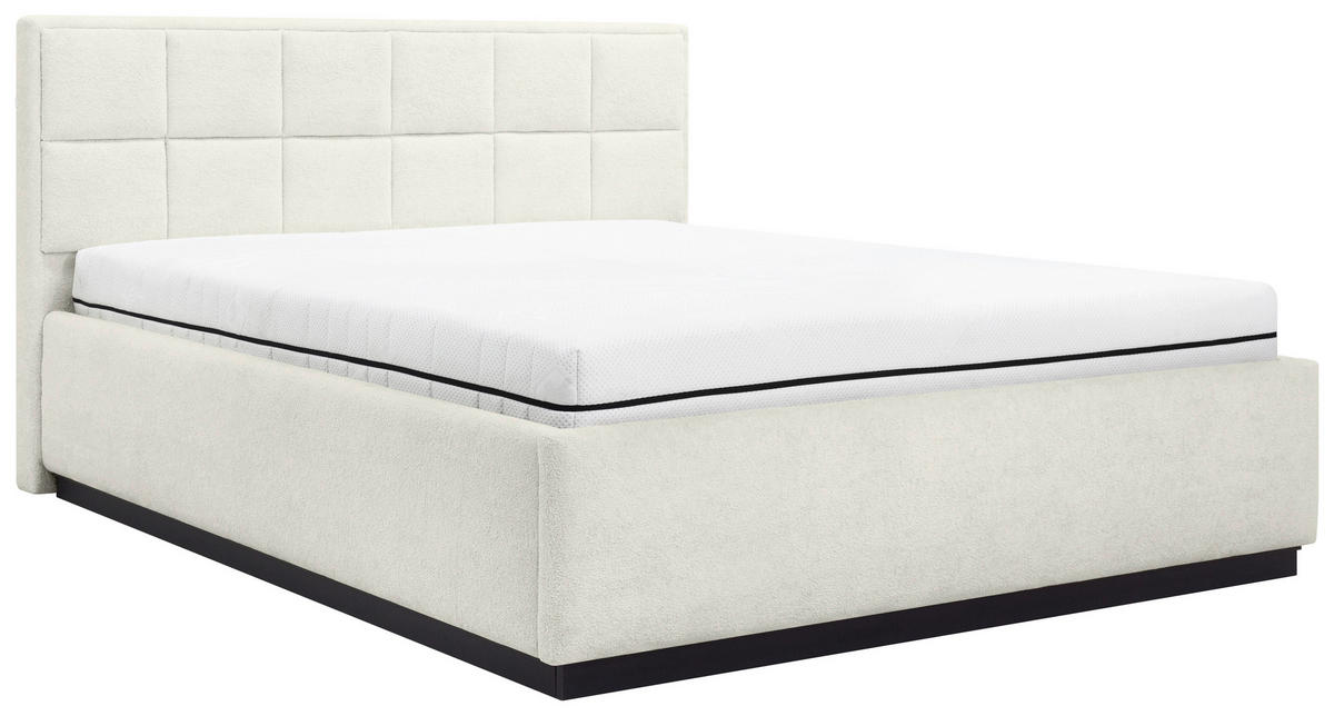 POLSTERBETT 180/200 cm,  in Beige, gepolstertes Kopfteil, Beleuchtung, Lattenrost, Bettkasten,  - Birkefarben/Beige, Design, Holz/Holzwerkstoff (180/200cm) - Chameo