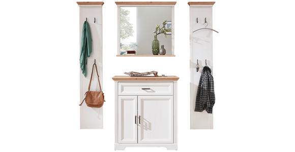 GARDEROBE 4-teilig  in 223/204/41 cm  - Weiß/Eiche Artisan, ROMANTIK / LANDHAUS, Holzwerkstoff (223/204/41cm) - Landscape