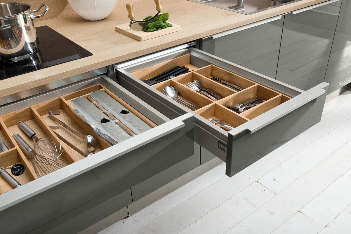 EINBAUKÜCHE LUX  - Eichefarben/Grau, Design, Holzwerkstoff - Nolte Küchen