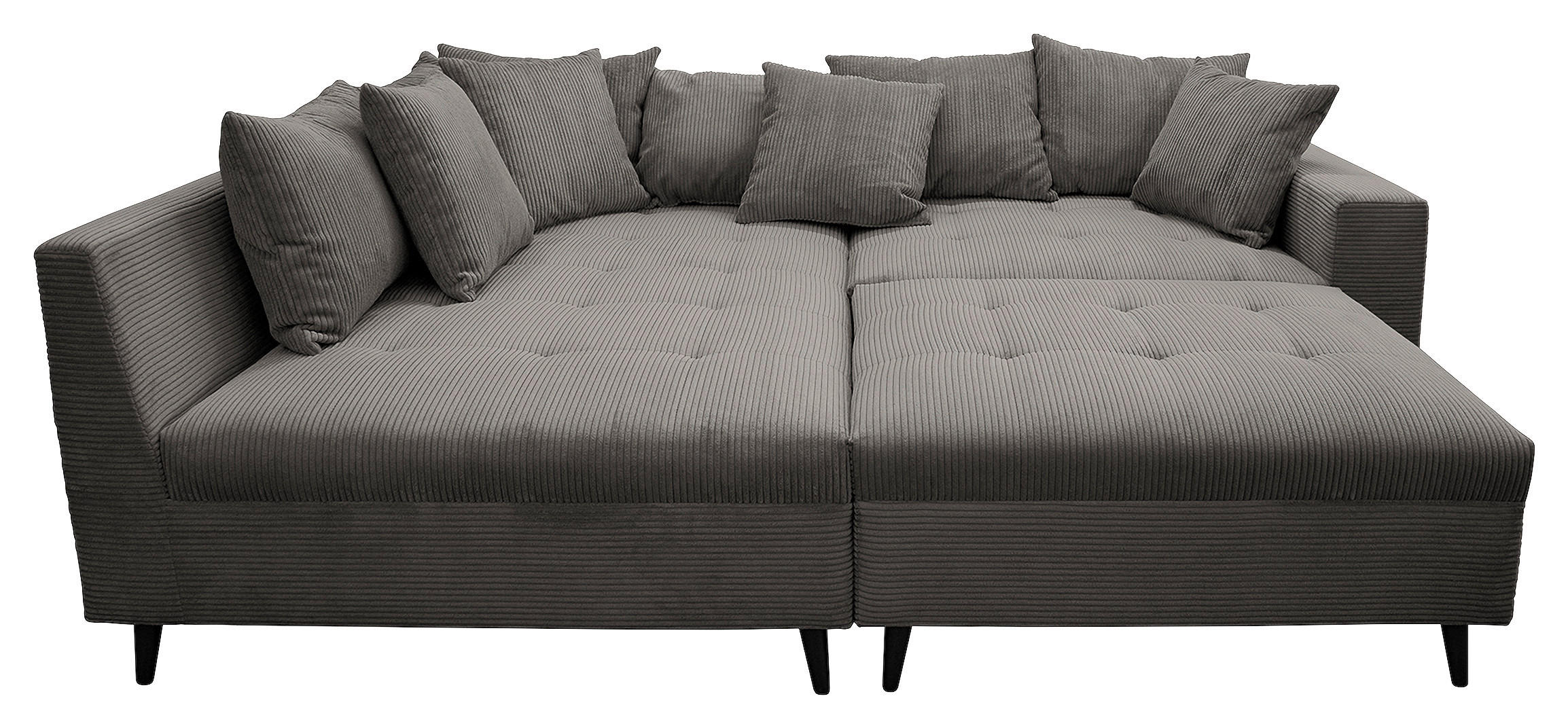 Ecksofa inkl. Hocker Grau Cord  - Schwarz/Grau, Design, Holz/Textil (174/247cm) - MID.YOU