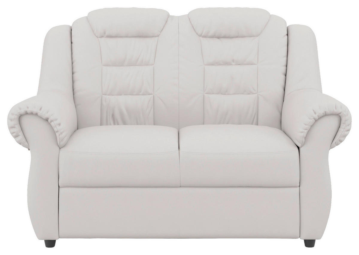 2-SITZER-SOFA in Lederlook Weiss  - Weiss/Schwarz, Konventionell, Kunststoff/Textil (145/102/101cm) - Livetastic