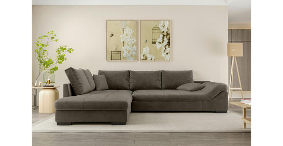 ECKSOFA Taupe Cord - Taupe/Schwarz, KONVENTIONELL, Holz/Textil (202/298cm) - Carryhome