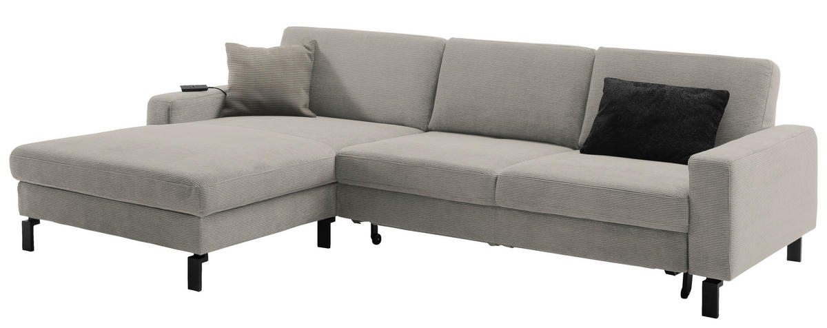 ECKSOFA in Cord Sandfarben  - Sandfarben/Schwarz, Design, Textil/Metall (185-209/298cm) - Pure Home Lifestyle