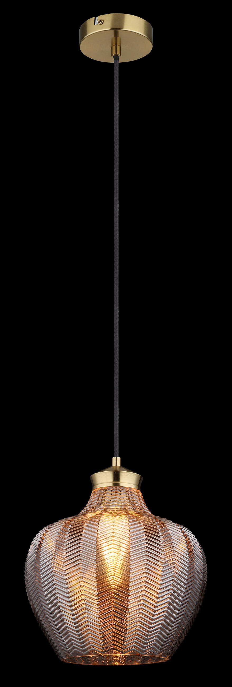 HÄNGELEUCHTE 25/120 cm    - Goldfarben/Schwarz, Basics, Glas/Textil (25/120cm) - Globo