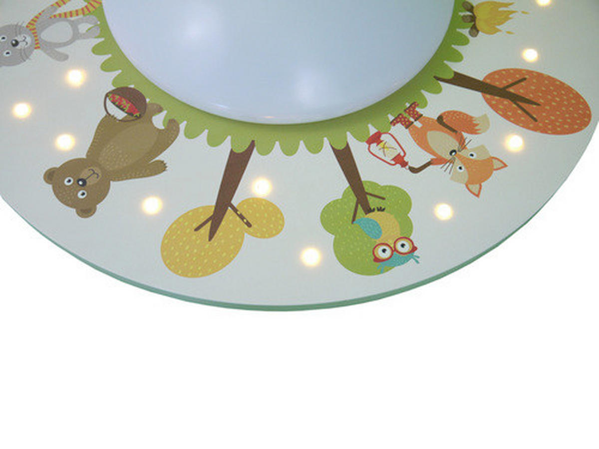 KINDERDECKENLEUCHTE Waldtiere 54/11 cm   - Multicolor, Trend, Holz/Kunststoff (54/11cm)