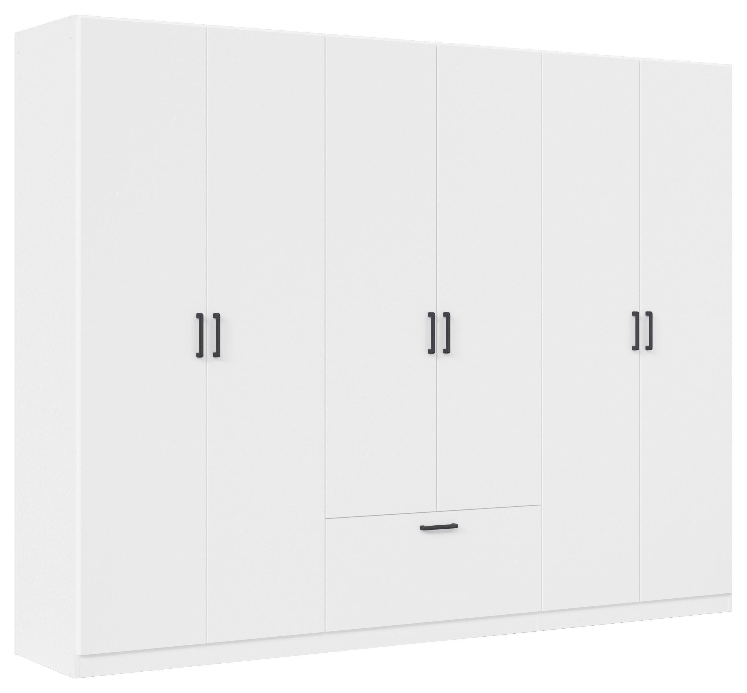 KLEIDERSCHRANK 271/210/54 cm,  in Weiß, 6-türig  - Weiß/Grau, Basics, Holzwerkstoff/Metall (271/210/54cm) - Rauch Möbel