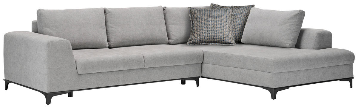 ECKSOFA in Webstoff Grau  - Schwarz/Grau, Design, Textil/Metall (314/211cm) - Stylife