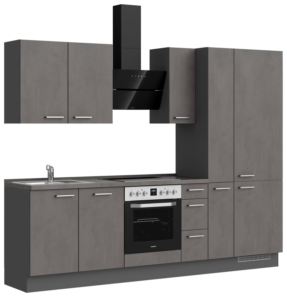 KÜCHENBLOCK 270 cm   in Schieferfarben  - Schieferfarben/Edelstahlfarben, MODERN, Holzwerkstoff/Metall (270cm) - Nobilia