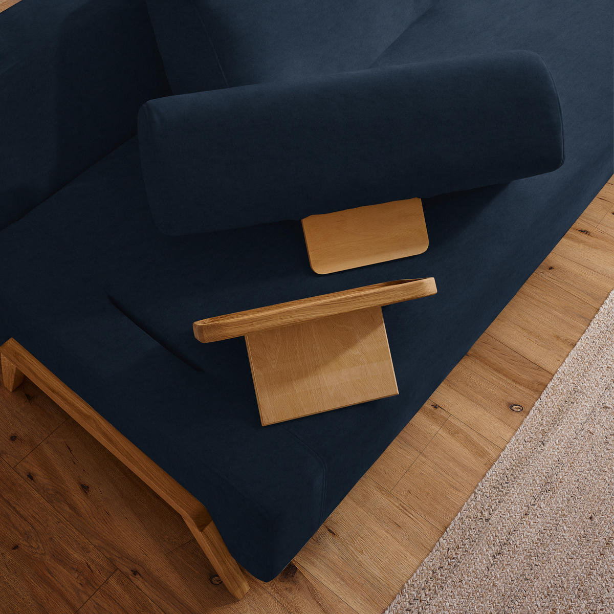 SCHLAFSOFA in Holz, Textil Dunkelblau  - Naturfarben/Dunkelblau, Design, Holz/Textil (211/88/102cm) - Niels Andersson
