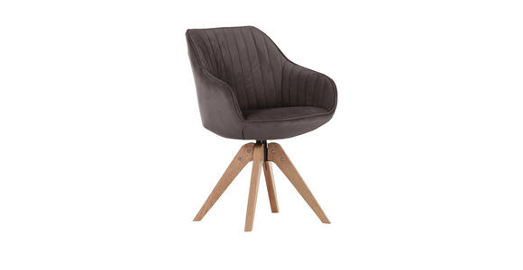 ARMLEHNSTUHL in Braun - Eichefarben/Braun, Design, Holz/Textil (60/83/65cm) - Hom`in