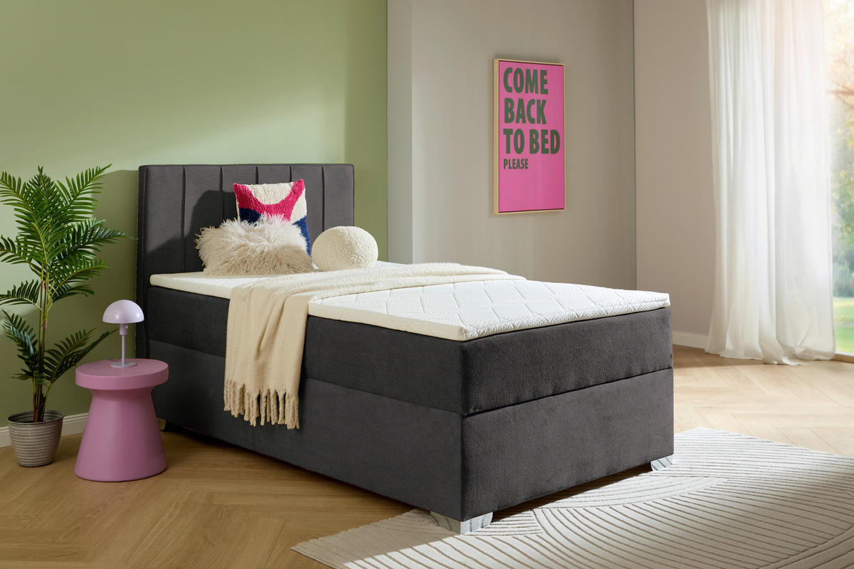 BOXBETT 120/200 cm  in Graphitfarben  - Chromfarben/Graphitfarben, Trend, Kunststoff/Textil (120/200cm) - Boxxx
