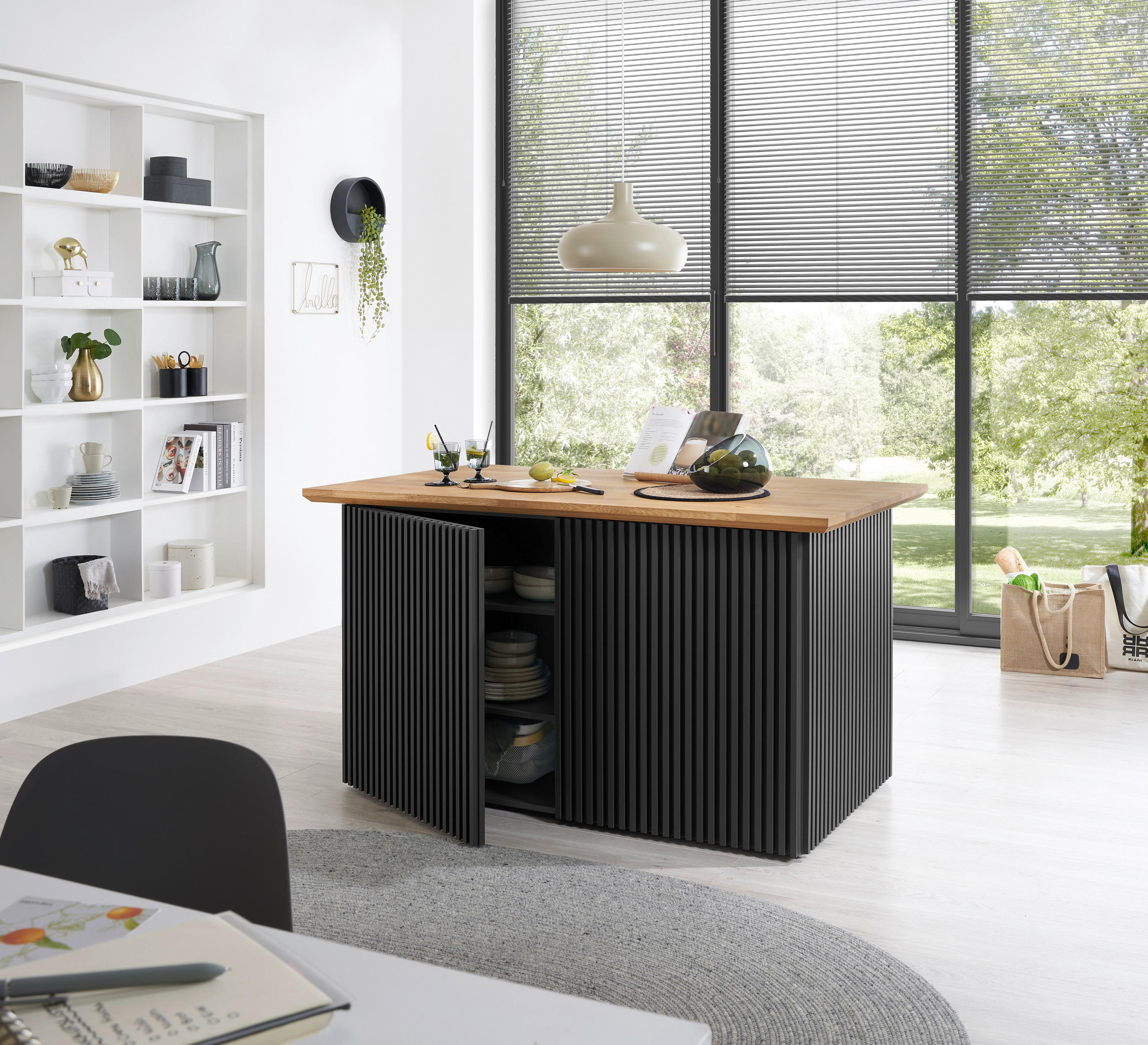 KÖKSÖ 160/88/90 cm  i antracit  - antracit/ekfärgad, Basics, trämaterial/trä (160/88/90cm) - Carryhome
