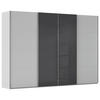 SCHWEBETÜRENSCHRANK 316/235/68 cm 4-türig Grau, Schwarz  - Chromfarben/Schwarz, KONVENTIONELL, Glas/Holzwerkstoff (316/235/68cm) - Novel