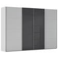 SCHWEBETÜRENSCHRANK 316/223/68 cm 4-türig Grau, Schwarz  - Chromfarben/Schwarz, KONVENTIONELL, Glas/Holzwerkstoff (316/223/68cm) - Novel