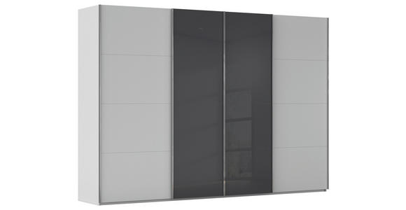 SCHWEBETÜRENSCHRANK 316/223/68 cm 4-türig Grau, Schwarz - Chromfarben/Schwarz, KONVENTIONELL, Glas/Holzwerkstoff (316/223/68cm) - Novel