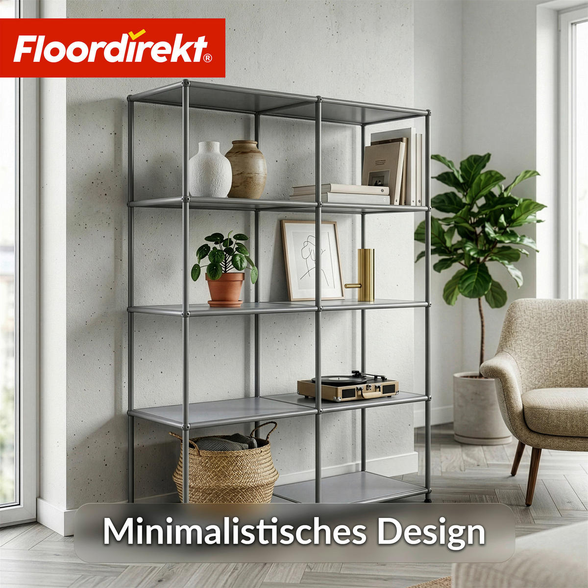 STANDREGAL Grau  - Grau, Basics, Metall (78/118/40cm) - Floordirekt